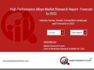 High Performance Alloys Market Revenue - Growth, Analysis, Industry Share, Forecast, Scope and Overview Research 2023