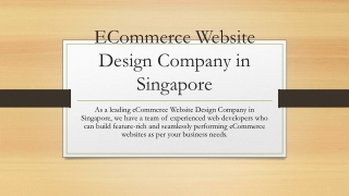 eCommerce Website Design Company in Singapore