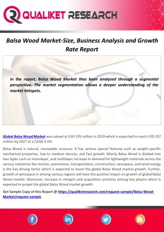 Balsa Wood Market Major Trends, Leading Players, Supply Chain Analysis, Technological Innovations & Key Developments