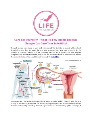 Cure For Infertility – What If a Few Simple Lifestyle Changes Can Cure Your Infertility?