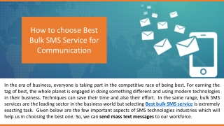 How to choose Best Bulk SMS Service for Communication