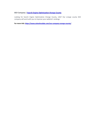 SEO Company | Search Engine Optimization Orange County
