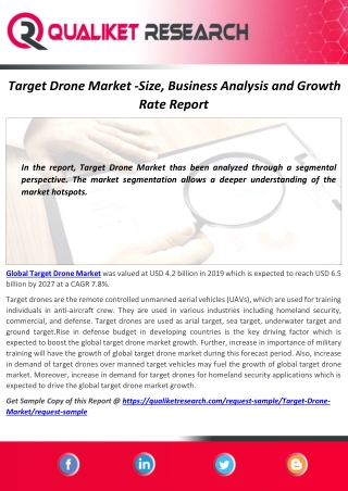 Global Target Drone Market Size, Share, Trend & Forecast 2020-2027