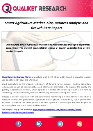 Smart Agriculture Market Top Companies, Countries, Applications, Challenges & Opportunities