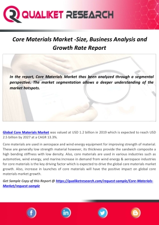 Core Materials Market Business Analysis, Future Trend & Global Research Report
