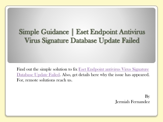 Simple Guidance | Eset Endpoint Antivirus Virus Signature Database Update Failed