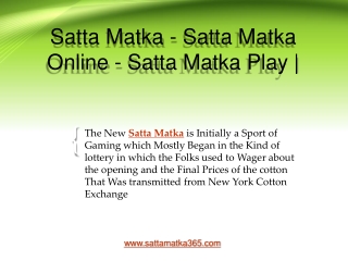 New Satta Matka Gaming Platform