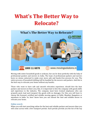 What’s The Better Way to Relocate?