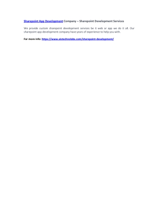 Sharepoint App Development Company – Sharepoint Development Services
