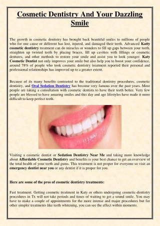 Cosmetic Dentistry And Your Dazzling Smile