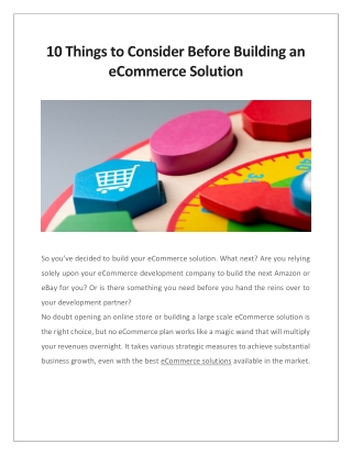 10 Things to Consider Before Building an eCommerce Solution
