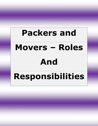 Packers and movers roles and responsibilities