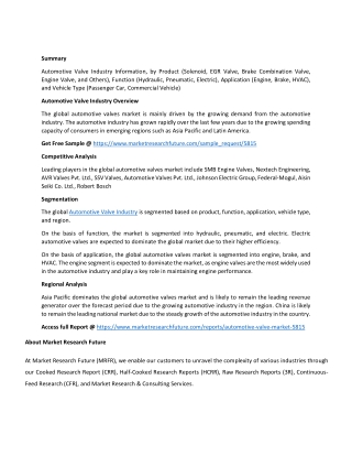 Automotive Valve Industry -COVID-19 Impact