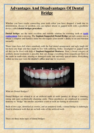 Advantages And Disadvantages Of Dental Bridge