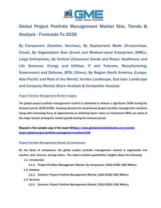 Global Project Portfolio Management Market Size, Trends & Analysis - Forecasts To 2026