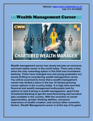 Wealth Management Career – Certified Financial Planner Course