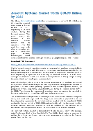 Aerostat Systems Market worth $10.95 Billion by 2021