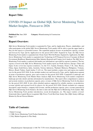 SQL Server Monitoring Tools 2020 Business Analysis, Scope, Size, Overview, and Forecast 2026