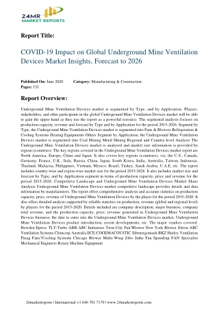 Underground Mine Ventilation Devices 2020 Business Analysis, Scope, Size, Overview, and Forecast 202