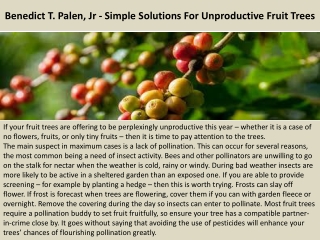 Benedict T. Palen, Jr - Simple Solutions For Unproductive Fruit Trees