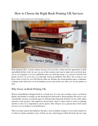 How to Choose the Right Book Printing UK Services