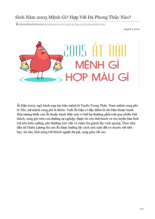 Sinh Năm 2005 Mệnh Gì? Hợp Với Đá Phong Thủy Nào?