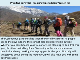 Primitive Survivors - Trekking Tips To Keep Yourself Fit