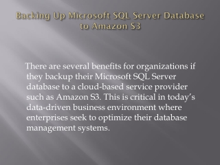 Backing Up Microsoft SQL Server Database to Amazon S3