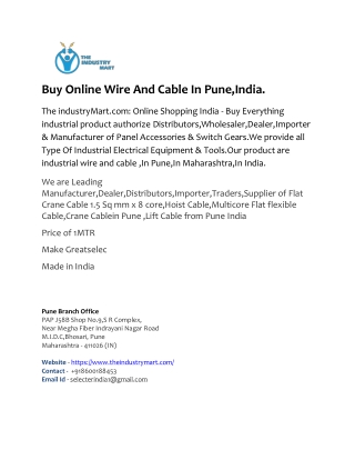 buy online wire and cable in pune,in india