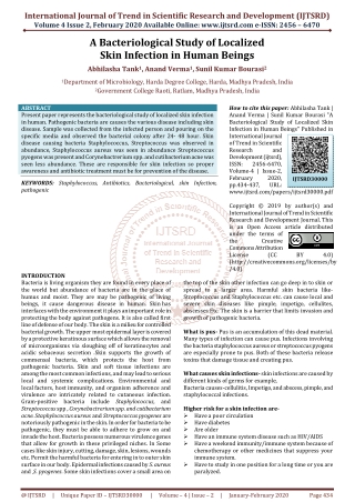 A Bacteriological Study of Localized Skin Infection in Human Beings