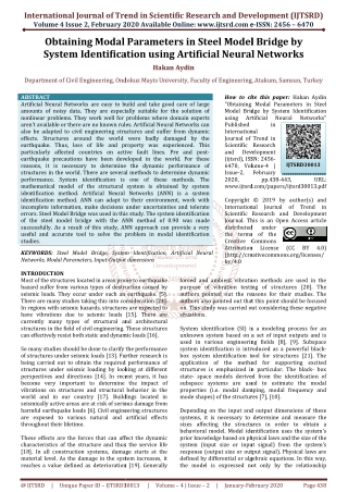 Obtaining Modal Parameters in Steel Model Bridge by System Identification using Artificial Neural Networks