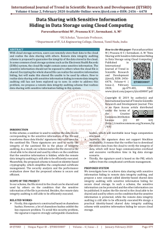 Data Sharing with Sensitive Information Hiding in Data Storage using Cloud Computing