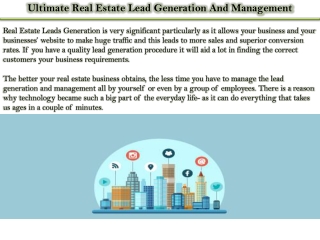 Ultimate Real Estate Lead Generation And Management