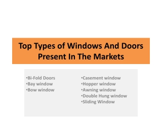 Types of Windows And Doors Present In The Markets