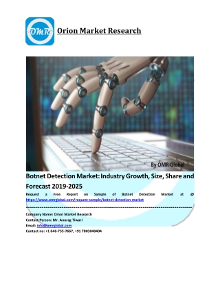 Botnet Detection Market  Trends, Size, Competitive Analysis and Forecast - 2019-2025