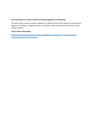 How Important It Is To Have The Best Recruitment Agencies For Marketing