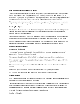 How To Choose The Best Processor For Server?