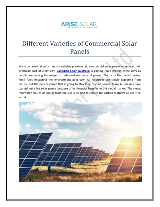 Canadian Solar Australia - Different Varieties of Commercial Solar Panels