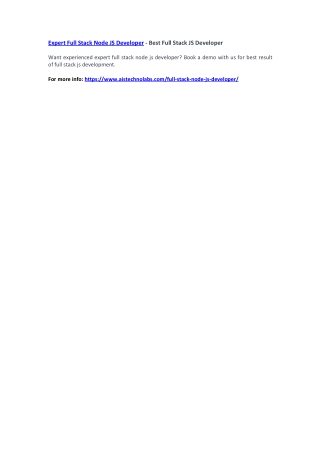 Expert Full Stack Node JS Developer - Best Full Stack JS Developer