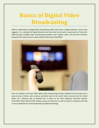 Basics of Digital Video Broadcasting