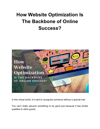 How Website Optimization Is The Backbone of Online Success?