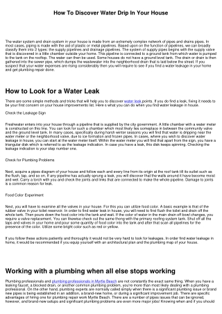 How To Discover Water Drip In Your House