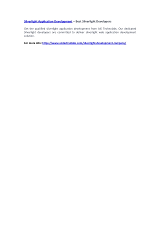 Silverlight Application Development – Best Silverlight Developers
