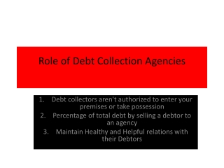 Role of Debt collection Agencies