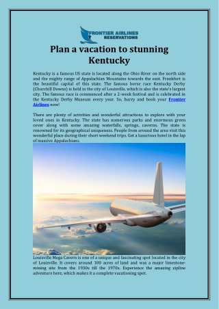 Plan a vacation to stunning Kentucky