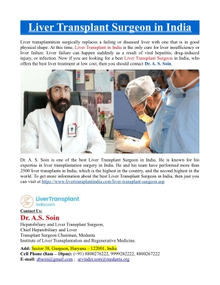 Liver Transplant Surgeon in India