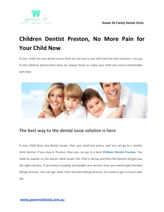 Children Dentist Preston, No More Pain for Your Child Now