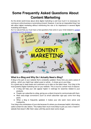 Some FAQs Related to Content Marketing