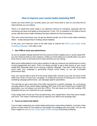How to improve your social media marketing ROI?