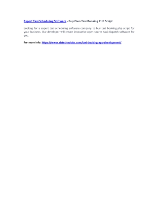 Expert Taxi Scheduling Software - Buy Own Taxi Booking PHP Script